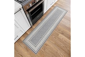 Ottomanson Hallway Runner Rug 1'10" x 7' Non Slip Border Area Rugs Easy to Clean Laundry Rug Runner Durable & Pet Friendly Floor Carpet Runners for Hallways Entryway Living Room Kitchen, Light Gray