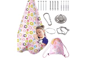 GROPECAN Therapy Sensory Swing for Kids, Indoor Outdoor Special Needs Cuddle Snuggle Swings, Room Ceiling Lycra Fabric Hammock, Gift for Children Child Girls Teens ADHD, Autism, Aspergers, Sensory Integration