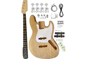 AYUBOUSA DIY Bass Guitar Kit JB Bass Style Beginner Kits 4 String Right Handed with Maple Neck Rosewood Fingerboard Chrome Hardware Build Your Own Bass Guitar.