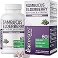 Bronson Sambucus Elderberry with Zinc & Vitamin C Triple Immune Support Complex Immune & Antioxidant Protection, Non-GMO, 60 Vegetarian Capsules