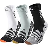 TENYSAF Compression Crew Running Socks: Athletic Socks for Men Women with Cushion,3 Pairs Work Hiking Basketball Sport Socks