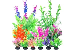 Borlech Aquarium Plants Decorations, Fish Tank Plastic Plant Decoration Set 14 Pieces