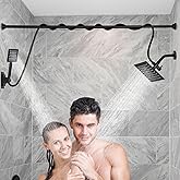 Voolan Dual Shower Head for Couples, High Pressure Rain Showerhead and Handheld Spray Combo, Adjustable Double Shower Heads for 2 People Bathroom (Black)