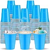 cssopenss 120 pcs Blue plastic cups Gender Reveal cups Lake blue Party Cups 4 of July Plastic Cups for drinking Tastings served Snacks Barbecues Picnics
