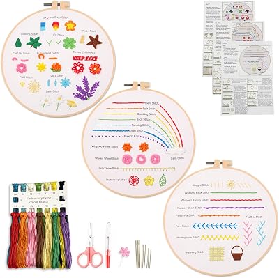 Myfelicity Embroidery Beginners Stitch Practice Kit 3 Starter Kits Learn 30