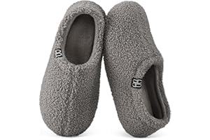 HomeTop Women's Fuzzy Curly Fur Memory Foam Loafer Slippers with Polar Fleece Lining