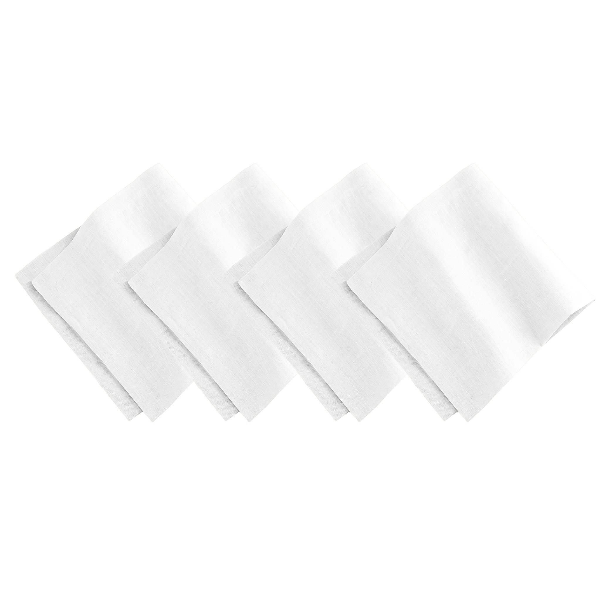 Elrene Luxury Linen Fabric, White, 21"x21" (Set of 4 Napkins)