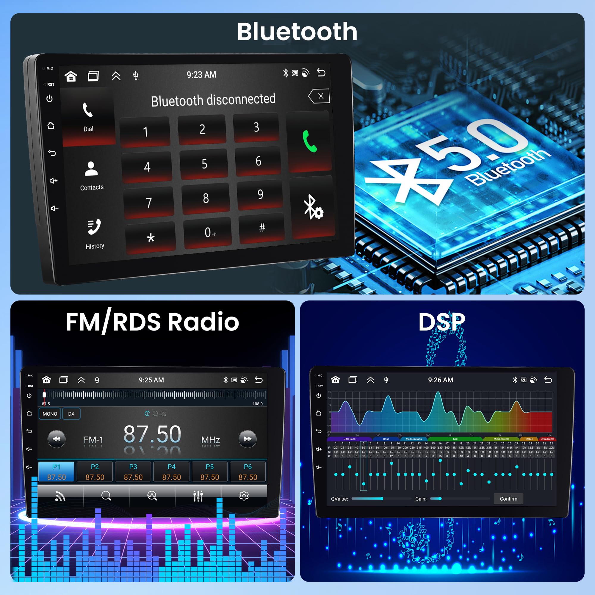 8 Core 4+64G Android 13 Car Radio Car Stereo for Ford Transit 2013-2019 with Wireless Carplay Android Auto, 9’’Touchscreen, WiFi, GPS Navigation,DSP, Mirror Link, Bluetooth, AHD Camera/FM RDS