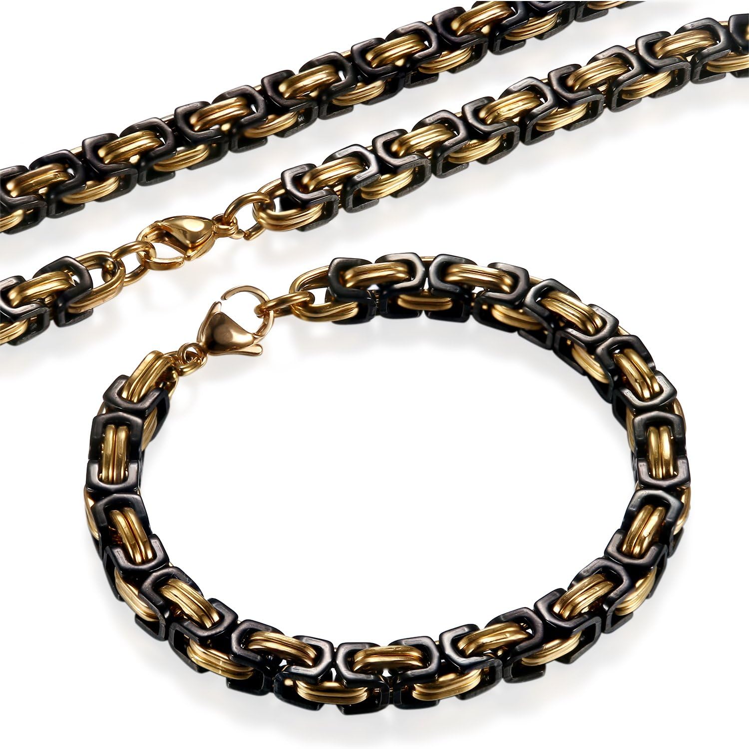 Cupimatch Stainless Steel Necklaces Bracelets Chain Jewelry Set for Women Men 26inch Necklace
