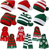 Liitrsh 12 Pcs Christmas Knitted Beanies and Scarf Set Xmas Santa Hat with Pom Warm Skull Cap for Adult Teens Holiday Gift