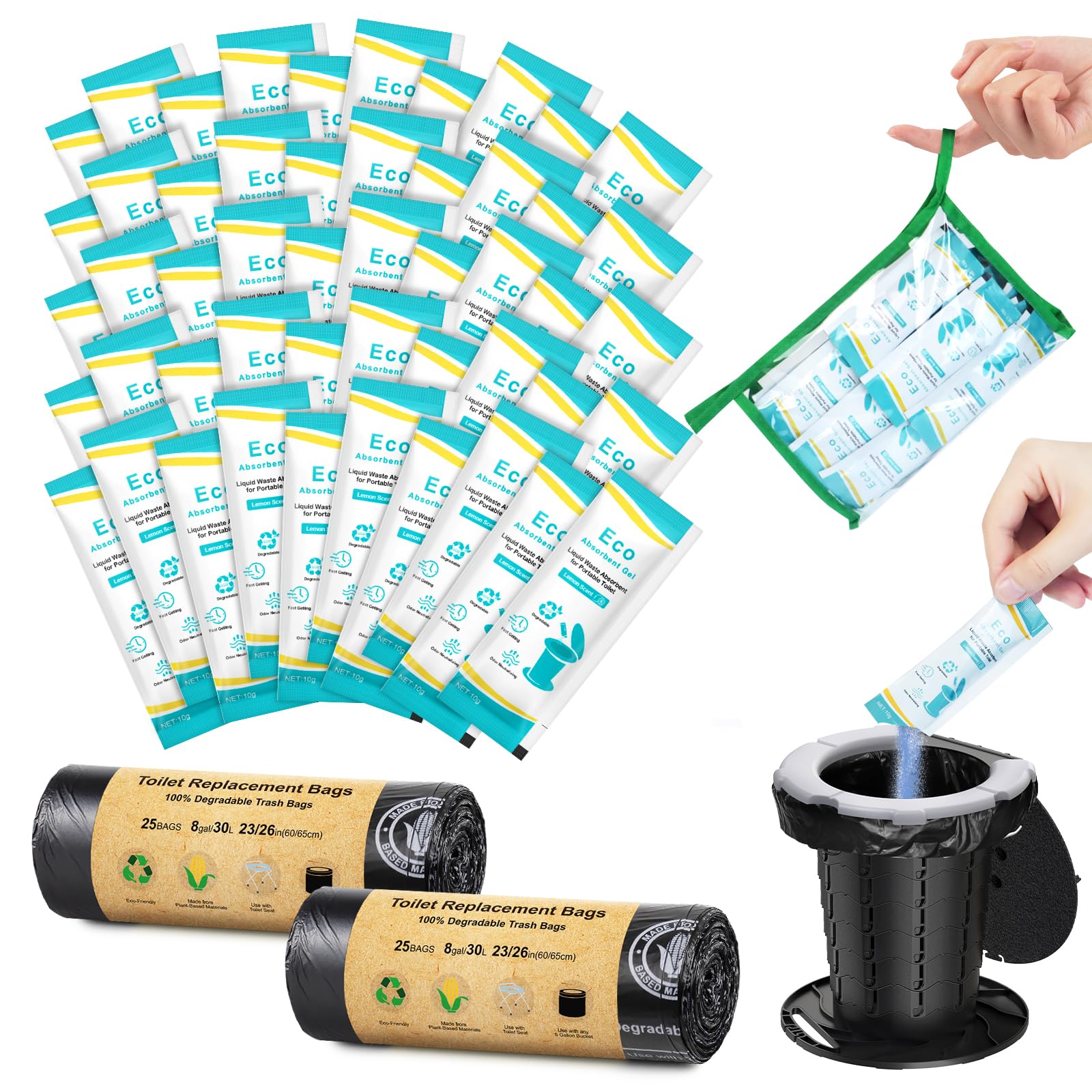 View 1 of ***MISSING PARTS***
BLIKA 50 Count Camping Toilet Bags Eco Absorbent Gel Set, Portable Toilet Bags with Gel, 8 Gallon, 30 Liter, Heavy Duty 1 Mil, Toilet Replacement Bags with Toilet Powder for Camping Outdoor Hiking