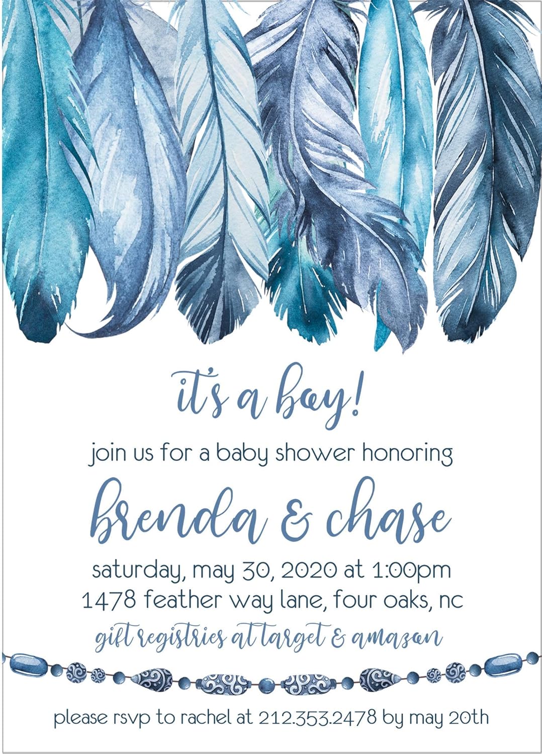 feather baby shower invitations