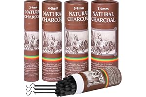 CongGongGo ​100 Pcs Willow Charcoal Sticks, Willow Charcoal,Mixed Sizes: 2-4mm, 4-5mm, 5-7mm, 7-9mm - Professional Soft Black Drawing Charcoal for Sketching & Art
