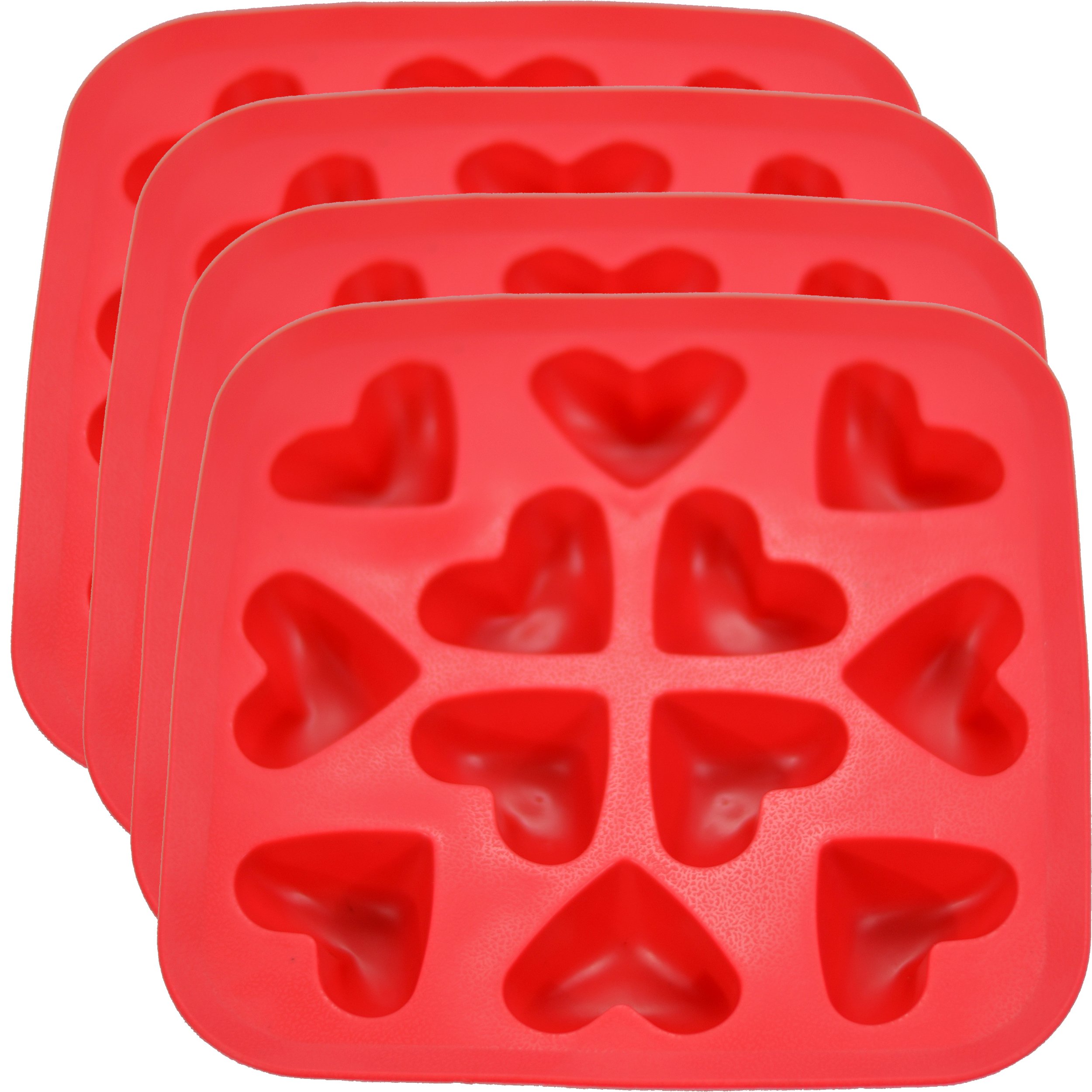 Fairly Odd Novelties Heart Shape Flexible Ice Cube Rubber Novelty Gag Gift, Red, 4-Pack