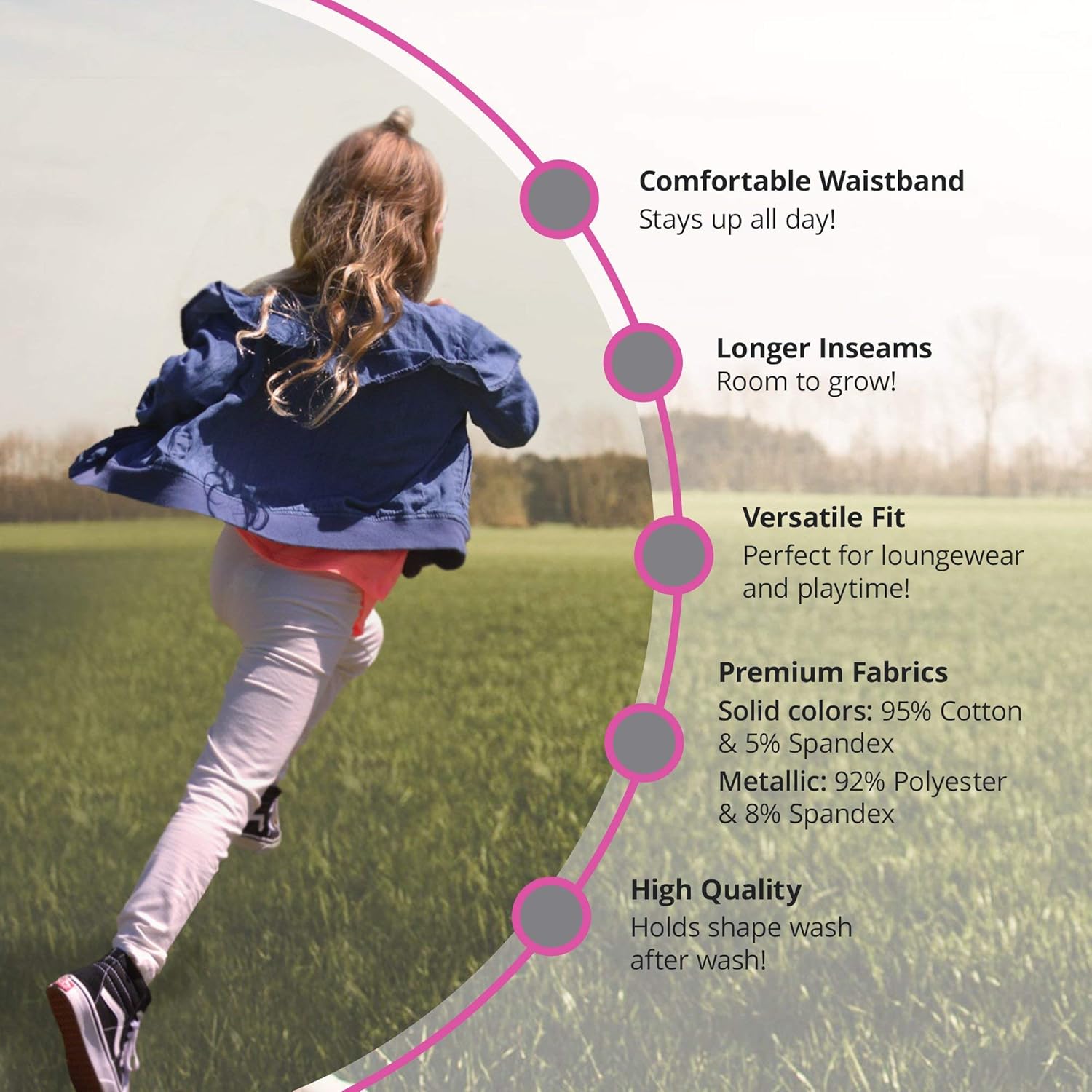 Stretch is Comfort Cotton Girl's and Women's Footless Leggings Made in The USA: Clothing