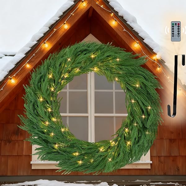 NUPTIO LARGE CHRISTMAS WREATH WITH LIGHTS: 36 INCH...