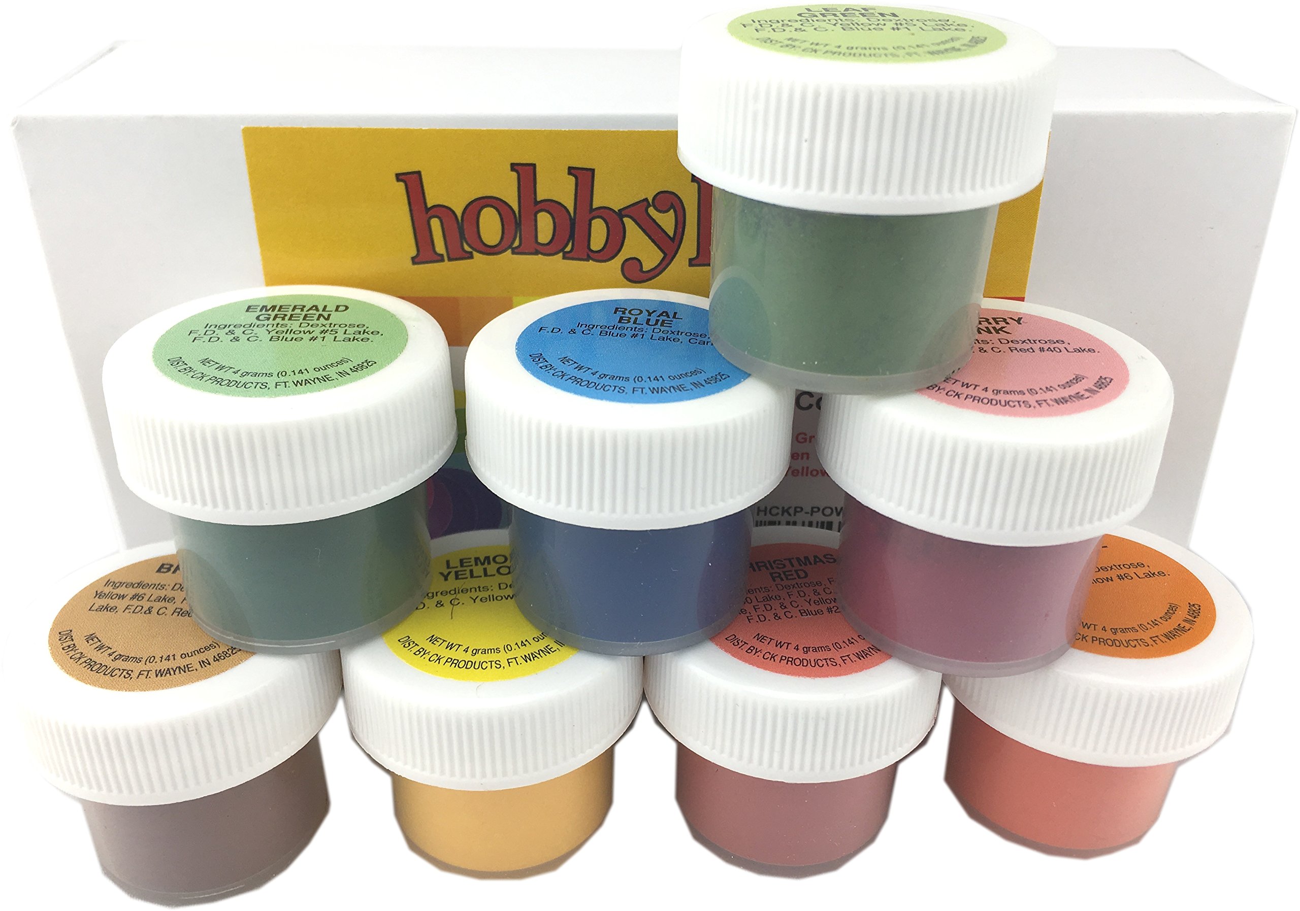 Hobbyland CK Products Powder Food Color Kit, 8 Colors, 4 Gram Jars