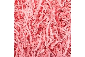Mcfleet 1 LB Crinkle Cut Paper Shred Filler Light Pink Crinkle Paper Shredded Paper for Gift Box - Gift Basket Filler - Gift Box Stuffing for Valentine's Day Holiday Packaging Wrapping