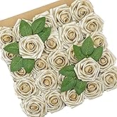 YEEFLORA Artificial Flowers, 25pcs Champagne Light Gold Rose for DIY Wedding Bouquets Centerpieces Arrangements, Artificial Rose with Stem for Bridal Shower Party Home Decorations