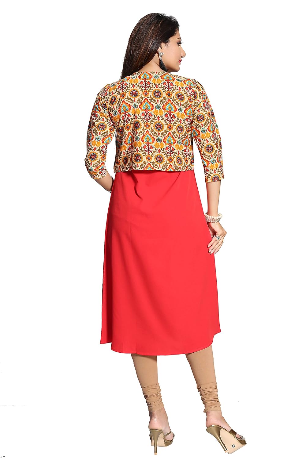 alc creations women's faux crepe a-line kurti