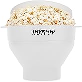 The Original HotPop Silicone Popcorn Maker - Microwave Popcorn Popper - Collapsible Bowl, Heat-Resistant, Easy to Clean, Ideal for Family Movie Nights, 15-Cup Capacity - White