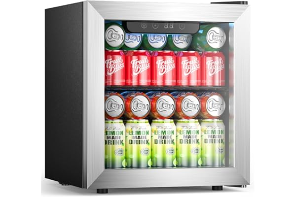 Beverage Refrigerator, 50 Cans Commercial Mini Fridge Cooler, 1.3 Cu.ft with Glass Door, Adjustable Shelves, Digital Temperature Freestanding Small Drink Fridge Soda Beer or Wine for Home Dorm Bar
