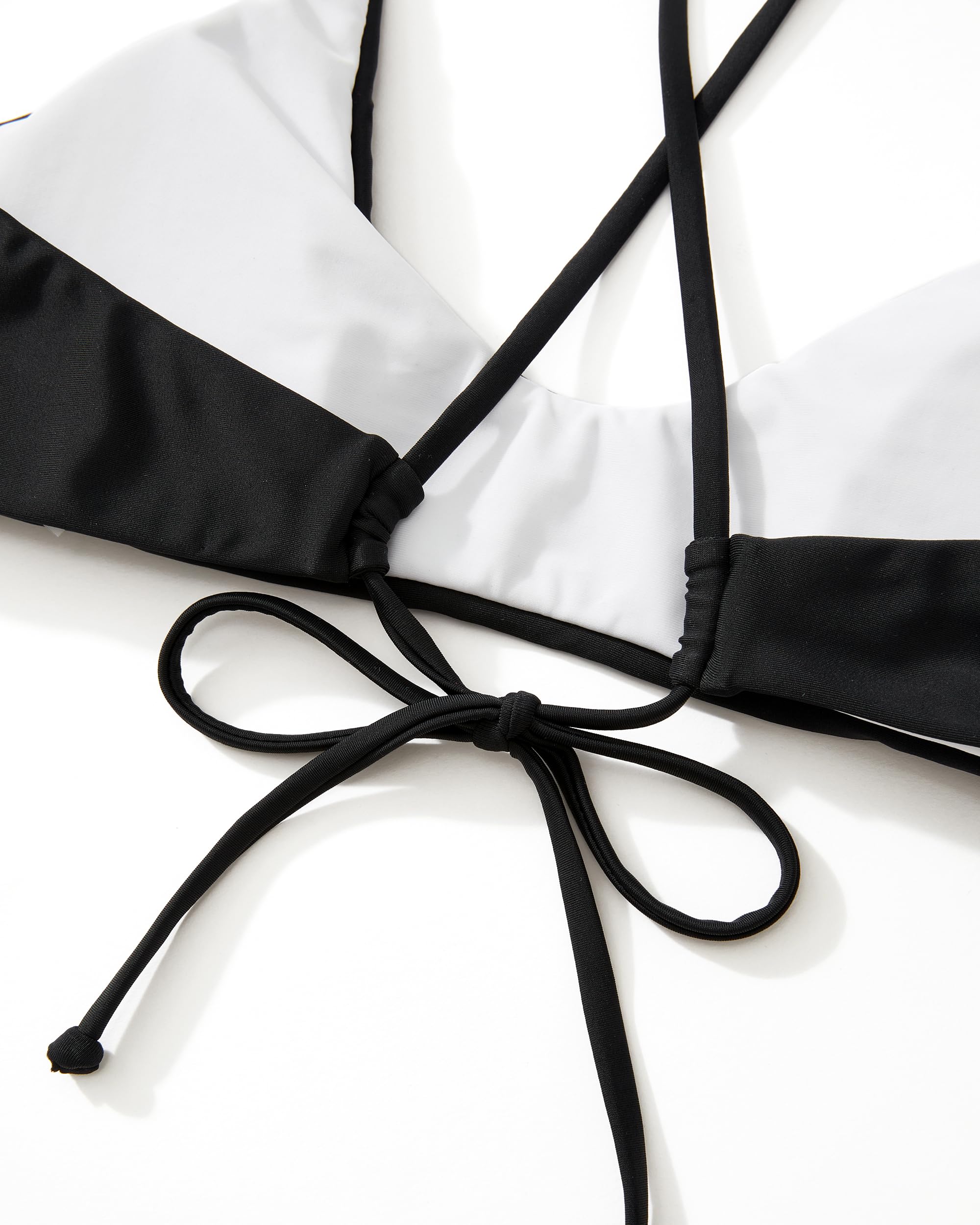 SUUKSESS Women Sexy High Waisted Thong Bikini Sets Reversible String Two Piece Swimsuits Push Up Bathing Suit(Black White,M) - Image 5