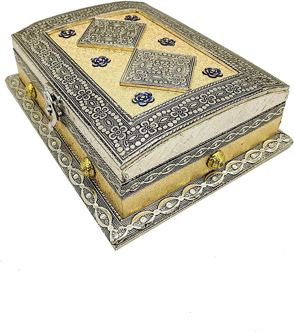 SARANGWARE Wooden Handmade Decorative Platter 4 Compartment Dry Fruit Box, Gift Box, Wedding Gift (OXY4)