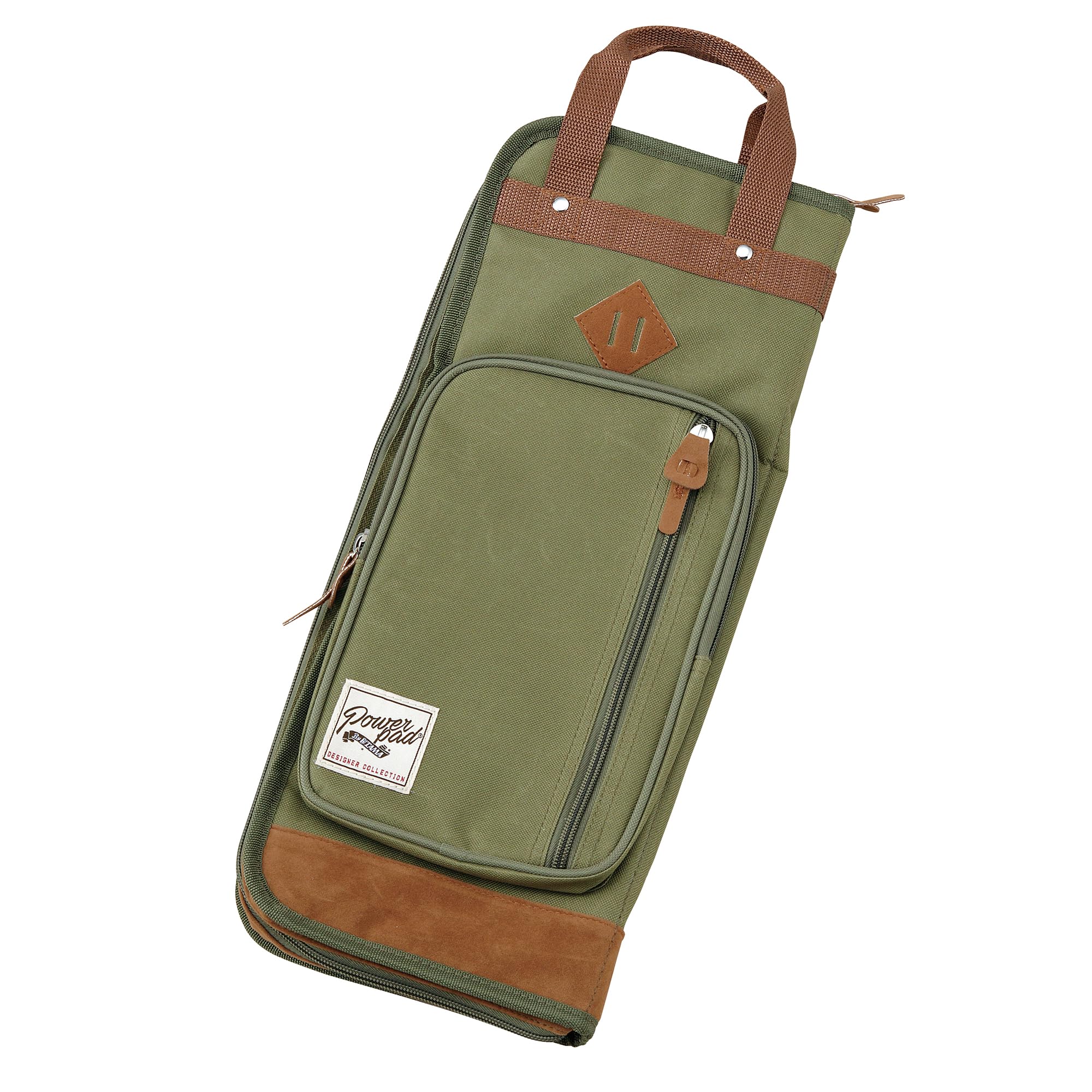 Tama TSB24MG POWERPAD Designer Collection Stick Bag - Holds 12 Pairs with Floor Tom Hooks & Shoulder Strap - Moss Green