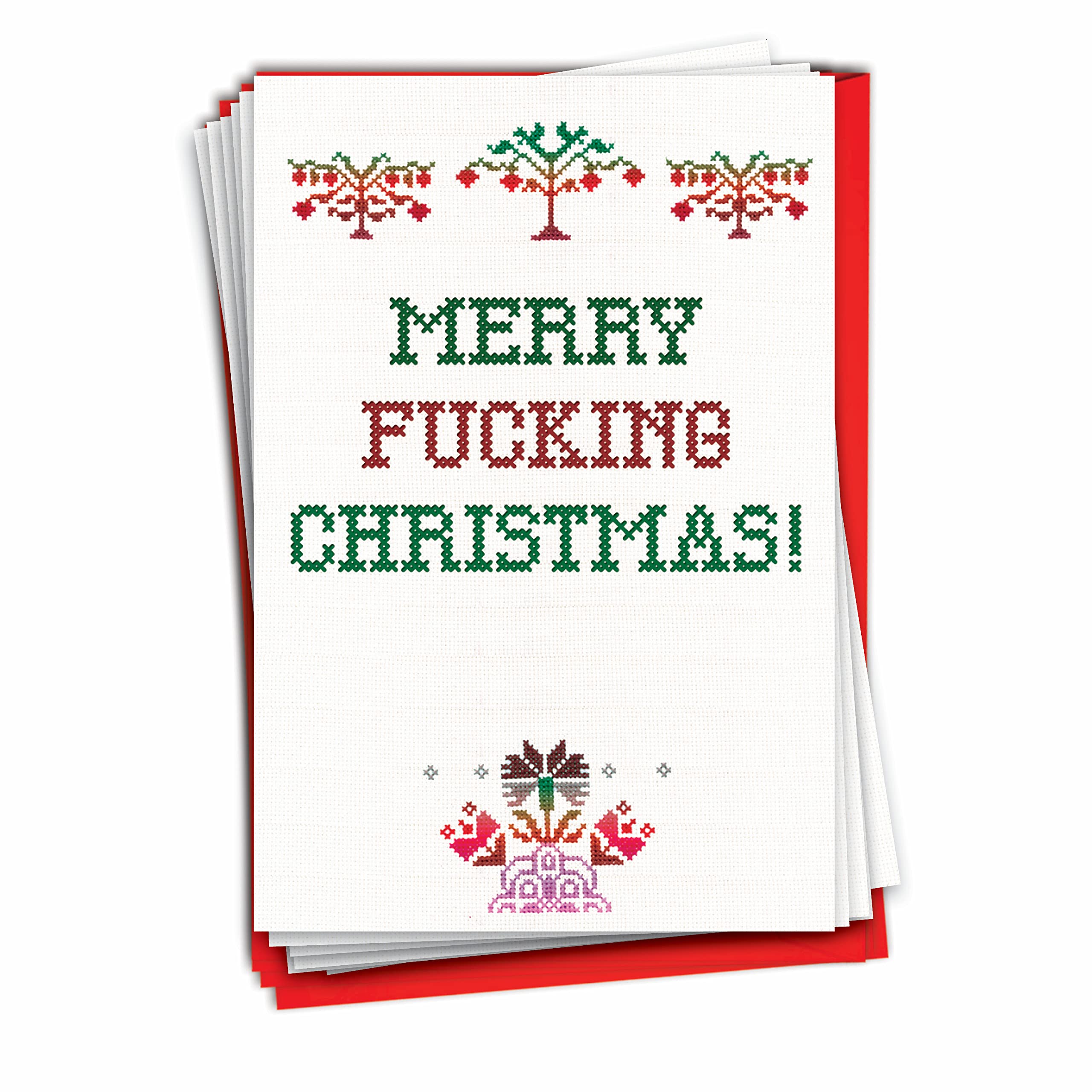 NobleWorks - 12 Funny Jesus Christmas Cards with Envelopes - Adult Humor Greeting Cards, Boxed Xmas Holiday Stationery (1 Design, 12 Cards) - Merry F-King Christmas B1048