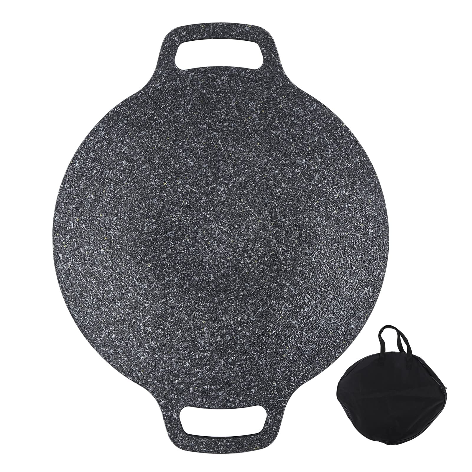 Korean Round Grill Pan Aluminum Nonstick Medical Stone Coating Grill Pan for Home Meats Seafood (34cm)