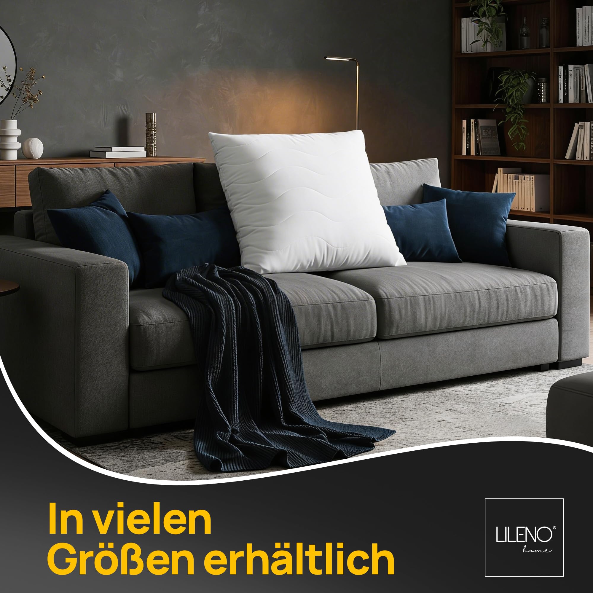 LILENO HOME Kissen 60x60 (2er Set) – 95 °C waschbar, Oeko-Tex & Made in DE – Allergiker Kopfkissen 60x60 anpassbar für himmlischen Schlaf – Haut schmeichelndes & geruchsfreies Pillow 5