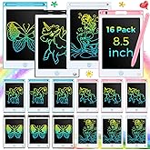 Epakh 16 PCS LCD Writing Tablet for Kids - 8.5 Inch Reusable Writing Board Drawing Doodle Pad Gift for Girl & Boy, Toddlers, Back to School, Birthday Party Favors(Black, White, Light Blue, Light Red)