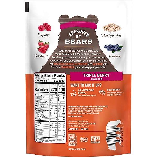 BEAR NAKED TRIPLE BERRY FIT GRANOLA – NON-GMO, KOSHER, VEGAN – 12 OZ