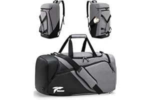 Tolaccea Gym Bag for Men Women, Large Sport Duffel Bags with Shoe Compartment Wet Compartment, Travel Duffel Bag Backpack, Weekender Bags Carry On Backpack for Gym, Travel, Fitness, Workout(Grey, 47L)