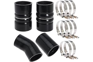 KICOFYEE 6.0 Turbo Intercooler Boots Clamps Kit For Ford F250 F350 Super Duty Excursion Econoline 6.0L Powerstroke Diesel 6.0 Turbo Intercooler Pipe Boot Kit 2003-2007 with T Bolt Clamp
