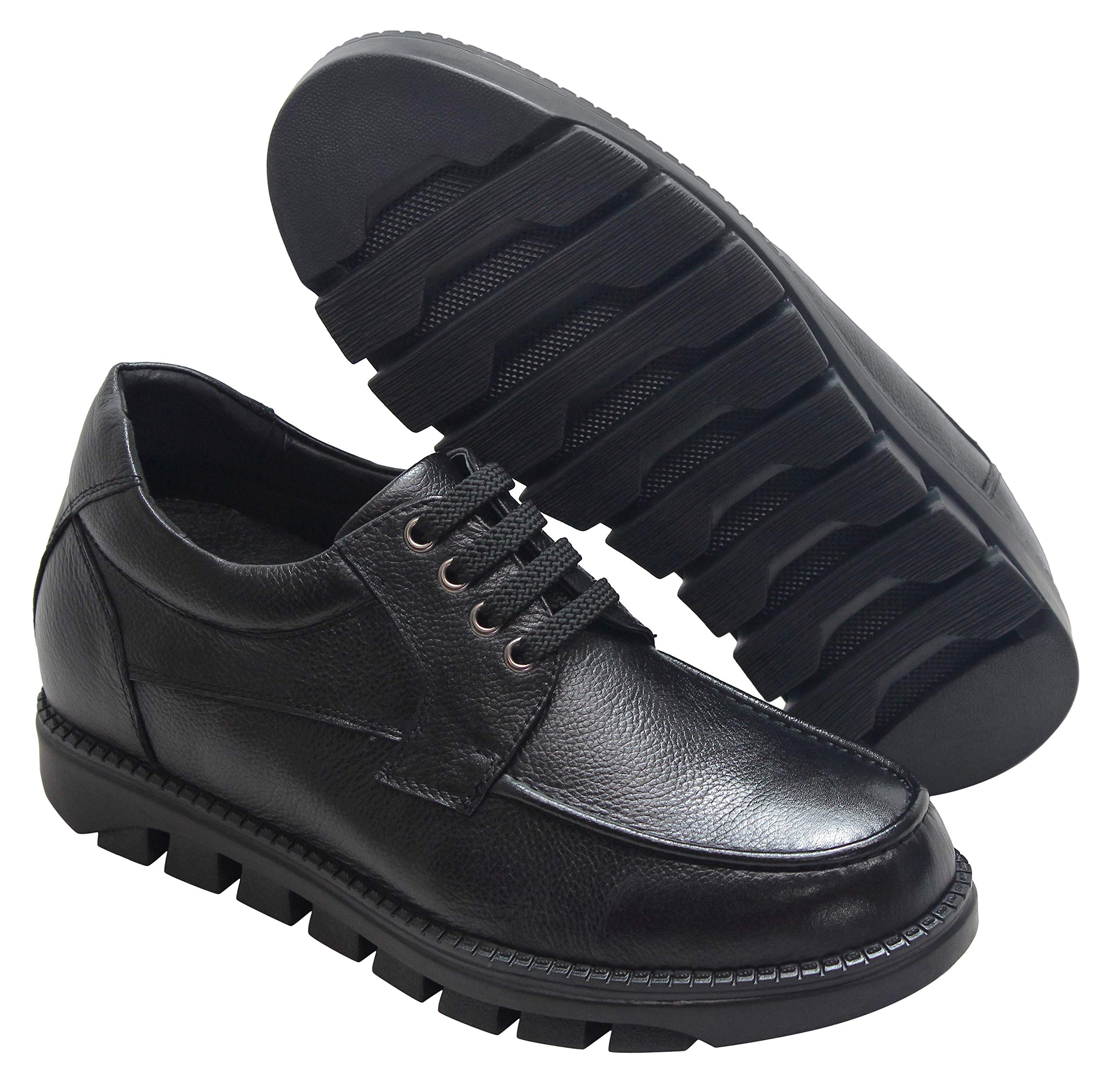 Calto Mens Invisible Height Increasing Elevator Shoes Black 