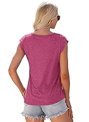 AUSELILY Womens Cap Sleeve T-Shirt Casual Loose Fit