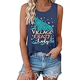 Village Crazy Shirt Summer Tank Tops Vacation Sleeveless Tops for Women Letter Graphic Tank Top Mothers Gifts