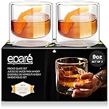 9 oz Whiskey Glasses - Set of 2 - Double Wall Bourbon Rock Glassware for Bar Gifts - Whisky Scotch Old Fashioned or Liquor Co