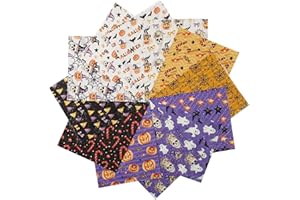 CEYOU Zyoug 12pcs 18x 10.5 inches 46 x 27 cm 100percent Cotton Fabric with 12 Different Pattern Precut Fat Eighth Bundle Fabric for Patchwork DIY Craft Sewing Halloween Pattern