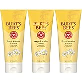 Burt's Bees Face Wash, Deep Facial Cleansing Cream, College Back to School Dorm Essentials, All Natural Cleanser with Chamomile, 6 Ounce (Pack of 3) (Packaging May Vary)