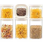 Urban Green Glass Food Storage Jar with Glass Lid in Square Shape, Food Canister Set with Airtight Lids, Pantry Jars for Kitchen Organization, Food Storage Containers in Set of 6