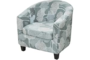 NILUOH Club Chair Slipcover 2 Piece Stretch Tub Chair Cover Round Barrel Chair Covers Non Slip Armchair Covers Couch Covers with Elastic Bottom for Bar Counter Living Room (41)