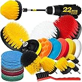 Holikme 22Pack Drill Brush Attachments Set,Scrub Pads &amp; Sponge, Buffing Pads,Power Scrubber Brush,Car Polishing Pad Kit,Wax Applicator Pad,Car Cleaning Kit,Masonry Brushes,Cleaning Supplies