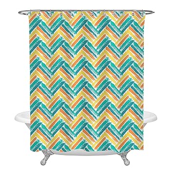 Amazon Com Mitovilla Grunge Pattern Colorful Chevron Shower