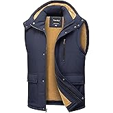 Pursky Men's Winter Puffer Vest Warm Fleece Lined Quilted Puffy Sleeveless Jacket Casual Outdoor Vests
