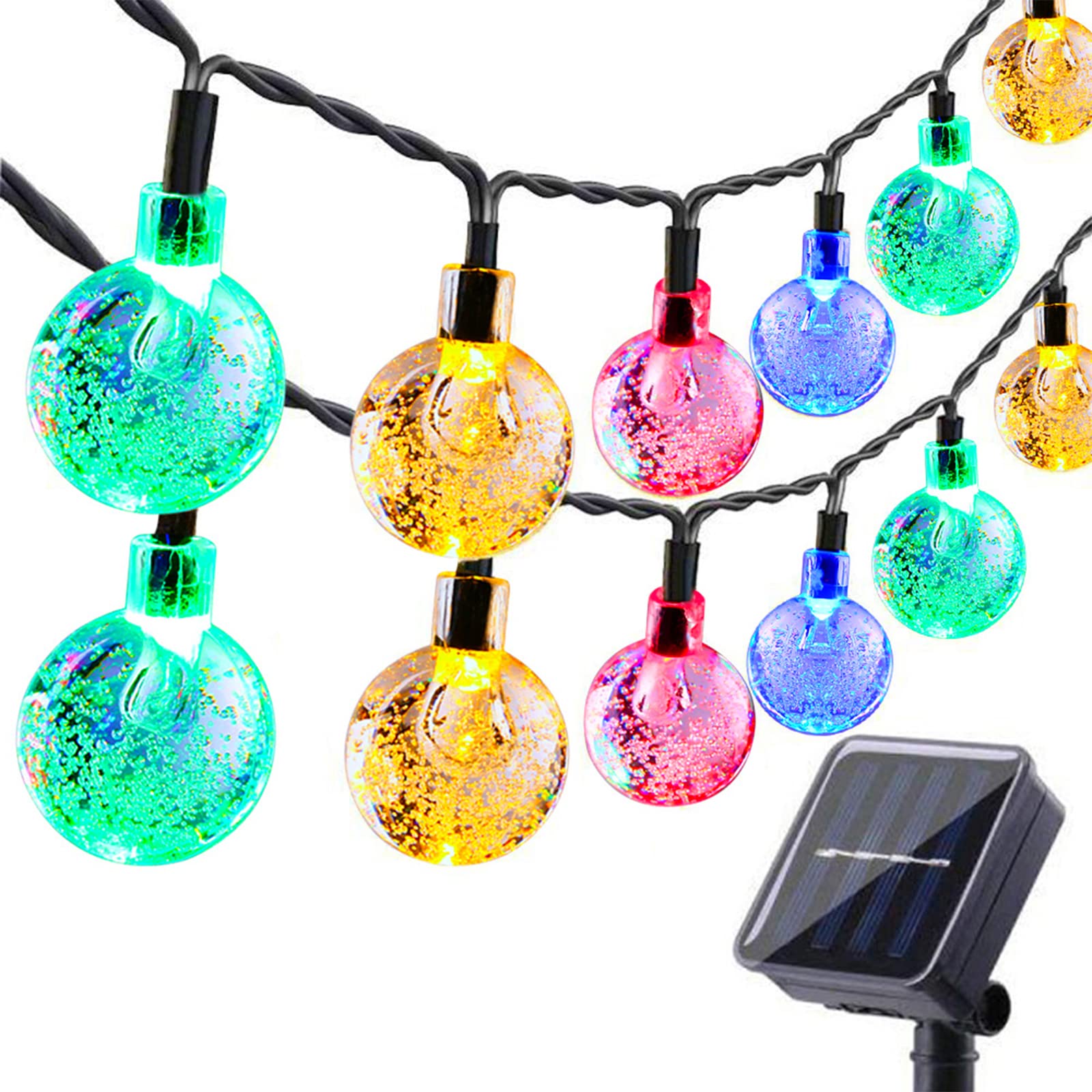 Solar Garden Lights Outdoor, 36ft 60 LED Solar String Lights Waterproof, Solar Powered Crystal Ball Indoor/Outdoor Fairy Lights Decorative for Garden, Patio, Yard, Parties (Multi-Color)