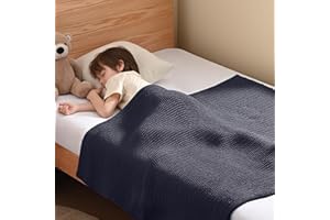 Guohaoi Knitted Weighted Blanket Kids (Dark Grey 50"x60" 7lbs) No Beads Cooling Heavy Blanket, Home Decor Breathable Chunky Knit Throw Blanket for All-Season Use