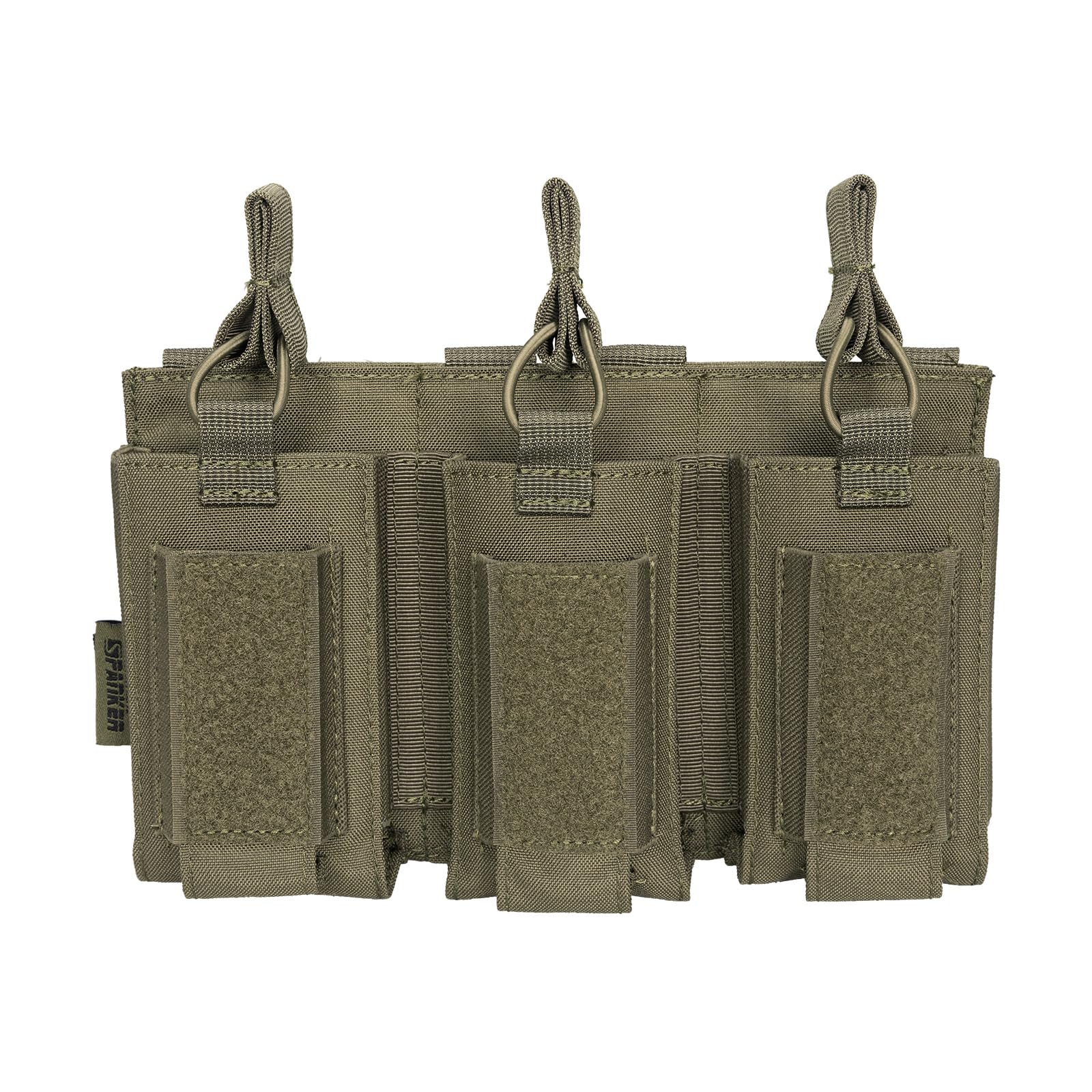 EXCELLENT ELITE SPANKER Open-Top Single/Double/Triple Mag Pouch for M4 M16 AK AR Magazines and Pistol Mag Pouch(Double-Ranger Green)